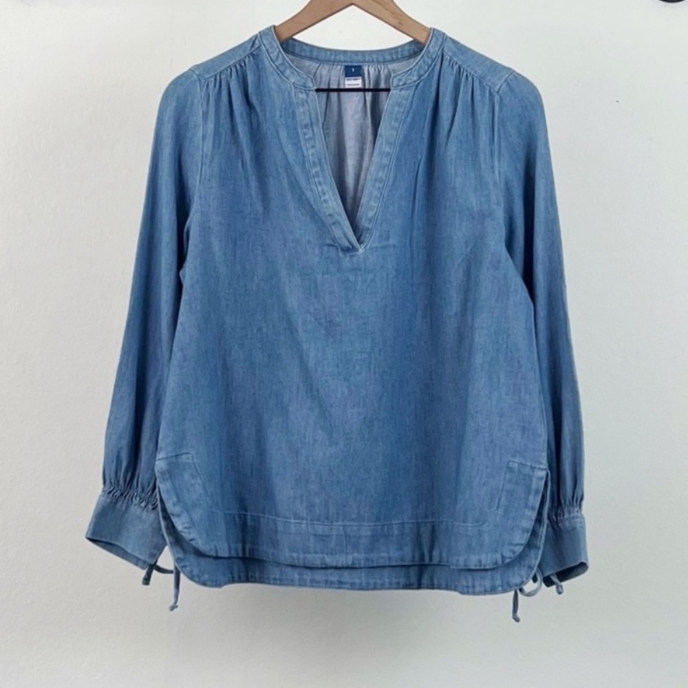 OLD NAVY Puff Sleeve Jeans Denim Blouse Top Boho style Size XXL - Picture 10 of 12